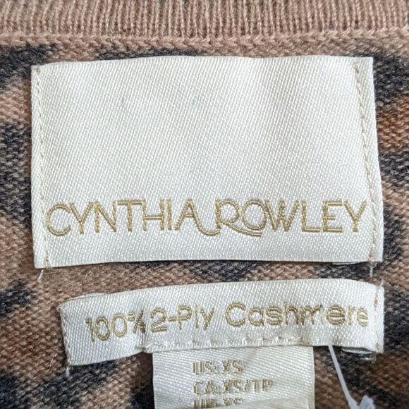 100% cashmere Cynthia Rowley sweater cheetah print XS - Picture 2 of 5